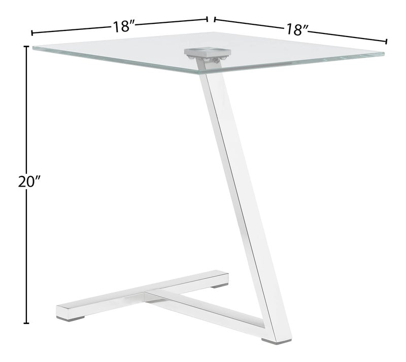 Cortesi Home Zee Square Glass End Table, 18x18x20, Chrome - Image 3